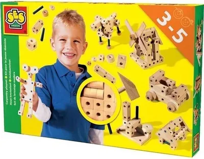 Immagine prodotto di Set di giocattoli in legno, 46 pezzi, martello in legno incluso, giocattoli da costruzione in legno, dai 3 anni in su, SES Creative
