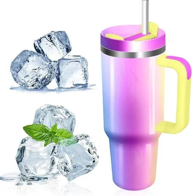 Imagen del producto de Taza térmica Unyqoos® de 1000 ml, de acero inoxidable con doble pared y aislamiento al vacío, con tapa y pajita, a prueba de fugas, ideal para coches y para bebidas calientes y frías