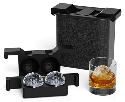 Immagine prodotto di Stampo in silicone a forma di sfera per cubetti di ghiaccio, diametro 6 cm, confezione da 2, ideale per whisky e cocktail