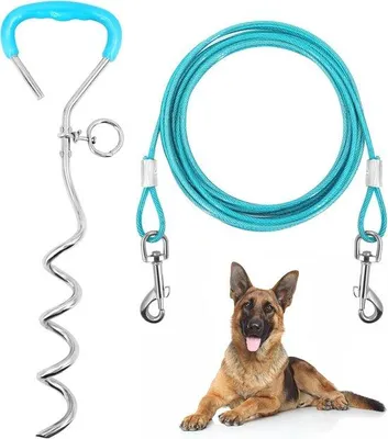 Produktbild von Famanu Grundanker für Hunde - Sicherheitsanker mit 360 Grad drehbarer Ring - 10 m