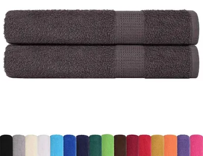 Image de vidaXL Serviettes FROGN, lot de 2, anthracite, 100 x 200 cm, 360 g/m²