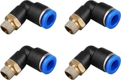 Productafbeelding van Pneumatische Hoek Steekschroefverbinding 90° 1/8" op 6 mm - 4 Stuks Push-in Persluchtaansluiting