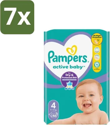 Produktbild von Pampers – Windeln – Active Baby Größe 4 – 46 Windeln - Vorteilspack - 7 Stücke