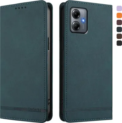 Obrázek produktu pro Pouzdro pro Motorola Moto G14, retroPolyuretankožené flip pouzdro s stojánkem a přihrádkami na karty Zelený
