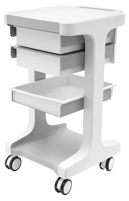 Zdjęcie produktu dla Mobilny wózek do przechowywania, 3-poziomowy, ergonomiczny uchwyt, kolor biały