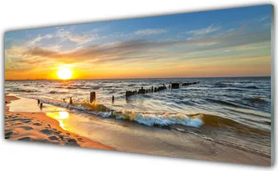 Produktbild von Küchenrückwand aus Glas 125x50cm Spritzschutz Sonne Meer Strand Landschaft