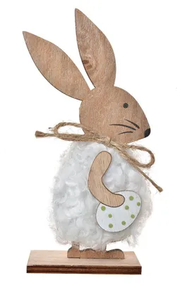Produktbild von Clayre & Eef Dekorationsfigur Kaninchen 15 cm Braun Rosa Holz
