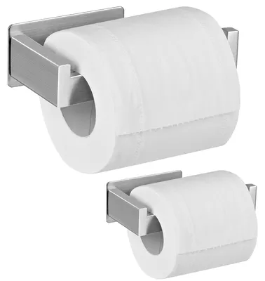 Image de Porte-papier hygiénique sans perçage, porte-papier hygiénique autocollant en acier inoxydable, porte-papier hygiénique pour la cuisine et la salle de bains, lot de 2