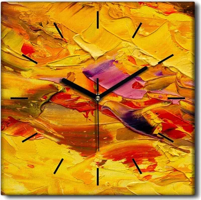 Produktbild von Coloray Uhr auf Leinwand 30x30 cm Wand Uhr Dekoration Wohnzimmer Segeltuch schwarze Hände -Abstraktion Kunstkunst