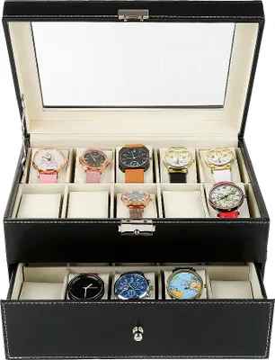 Produktbild von Uhrenbox Uhrenkoffer Aufbewahrungsbox für 20 Uhren - Holz 28.5x20.5x15cm