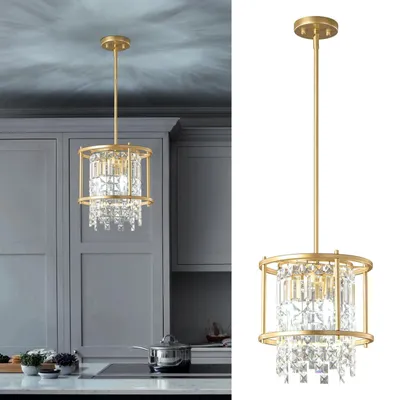 Zdjęcie produktu dla Przemysłowa lampa wisząca z metalu z kryształami, regulowana