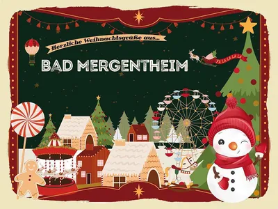 Produktbild von vianmo Holzschild 30x40 cm Weihnachtsgrüße aus BAD MERGENTHEIM Weihnachten