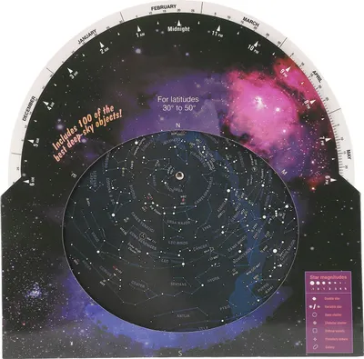 Immagine prodotto di Mappa stellare Guida per l'astronomia Accessori per telescopi 30 -50 gradi Latitudine Nord Latitudine