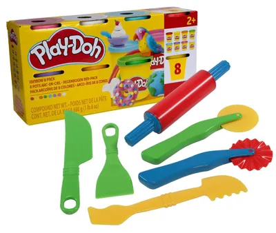 Produktbild von Play-Doh 8er Pack Regenbogen Knete mit Knetwerkzeug Set Knetmesser Modellierwerkzeug