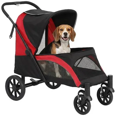 Imagen del producto de Carrito plegable para perros y gatos de tamaño mediano, con capacidad de hasta 25 kg, color