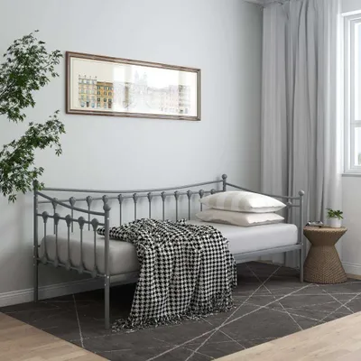 Produktbild von "2026 Aktion"Schlafsofa Bettgestell/Bettrahmen - CLORIS - Einzelbett - Kinderbett Grau Metall 90x200 cm - Einfache Montage -  - DEMöbel5153163