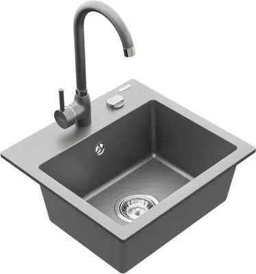 Image de Évier 1 bac en granit Milo avec mitigeur Telma, gris (6505-71-670200-71)