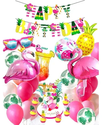 Produktbild von Partydeko Set Flamingo Ananas Folienballons Girlande für Geburtstag Sommerfest