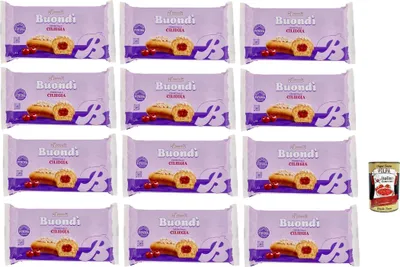 Produktbild von Bauli, Buondì Ciliegia, gebackener Kuchen snack mit Kirsche creme abgepackte Snacks 12x 258g Frühstück + Italian Gourmet polpa 400g