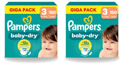 Imagen del producto de 2 pañales Pampers Baby-Dry, talla 3, paquete económico - 2 unidades