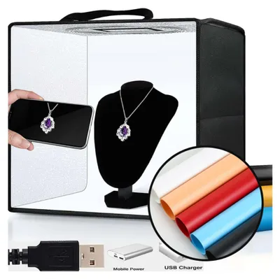 Immagine prodotto di Confibel - Scatola fotografica per prodotti / mini studio - Set per studio fotografico - Cubo di luce - Tenda fotografica - Scatola fotografica - Nero