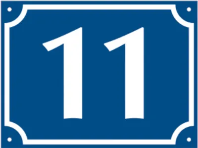 Produktbild von Dreifke® Hausnummer, Aluminium geprägt, zweistellig (Nr. 10-99), blau/weiß, 1...