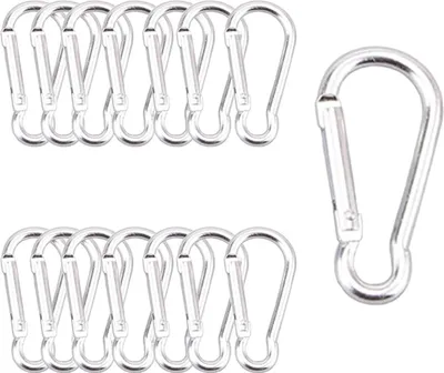 Produktbild von 10 Stück S Karabiner Mini Karabinerhaken Metall Doppelkarabiner 8 Förmiger 2 Öffnungen 30mm Karabiner Klein für Outdoor Camping Zuhause Wandern Schwarz  46 mm x 3,5 mm