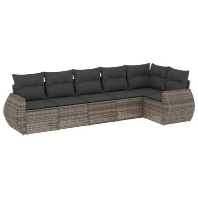 Produktbild von vidaXL 6-tlg. Garten-Sofagarnitur mit Kissen Grau Poly Rattan