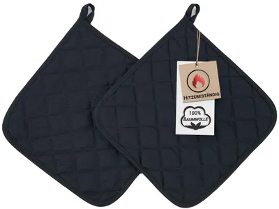Produktbild von 2er Set Topflappen aus Baumwolle, 24x24 cm, schwarz