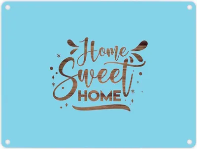 Produktbild von Home Sweet Home Metallschild in 15x20 cm mit hellblauem Hintergrund