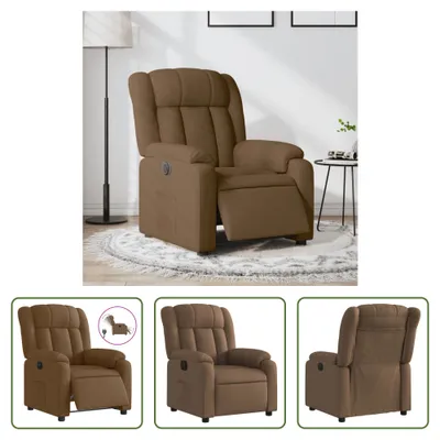 Image de The Living Store Fauteuil relax électrique Marron Tissu