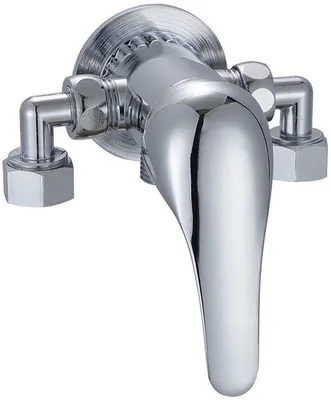 Productafbeelding van Ibenzoa® Douche- en badarmatuur van verchroomd messing, voor wandmontage, met eenhendelbediening, omsteller en temperatuurregeling, aansluitingen G 1/2", chroom