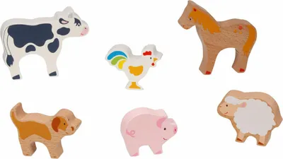 Image de Goki Houten Boerderijdieren, 6dlg.