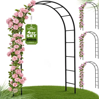 Image de GARDEBRUK® 4x Arche de jardin 240x140x37cm Support pour plantes grimpantes Arche à rosiers Tuteur Décoration extérieure
