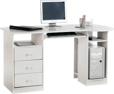 Produktbild von IDIMEX Schreibtisch BOB, Kiefer massiv, weiß lackiert, mit Schubladen, 140 x 74 x 67 cm (B x H x T), schadstoffarm, lösemittelfrei, aus nachhaltiger Forstwirtschaft