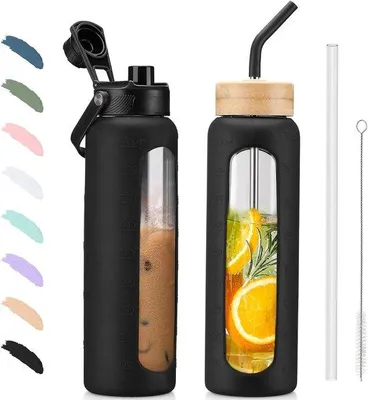 Immagine prodotto di Borraccia in vetro nero da 900 ml senza