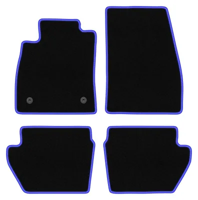 Produktbild von Velours-Fußmatten für Ford Fiesta MK8 2017- (Schrägheck) – 4-tlg, Schwarz/Blau, passgenau – Wielganizator CARLUX