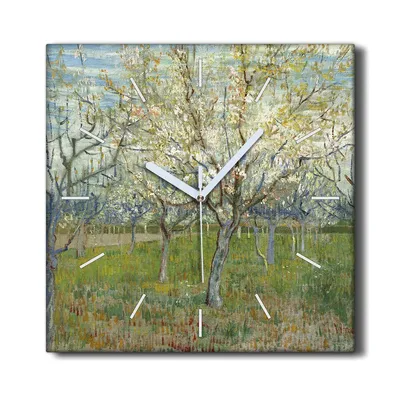 Produktbild von Coloray Hodiny Unikátní 30x30 cm Tiché hodiny Pro obývací pokoj a kuchyň Nástěnné hodiny Plátno Černé ručičky hodin - Van Gogh Rosa Orchard