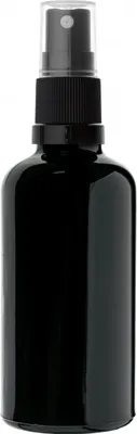 Image de Flacon en verre noir 100 ml avec vaporisateur noir, filetage 18/415