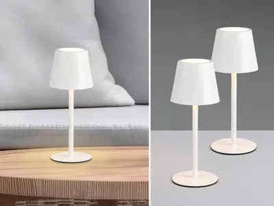 Produktbild von 2er SET Outdoor Akku LED Tischlampen Weiß kabellos mit Touchdimmer, 21cm klein