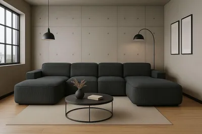 Produktbild von Kaiser Möbel Ecksofa Cursal Round U-Form, Stoff Poso, Grau