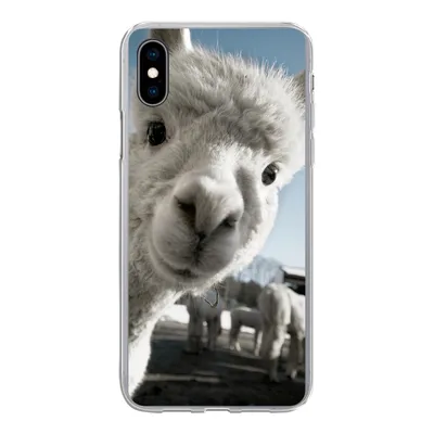 Produktbild von MuchoWow® Handyhülle Schutzhülle Hülle für iPhone Xs Alpaka - Weiß - Tier Silikon Softcase Handy Hülle - Handytasche