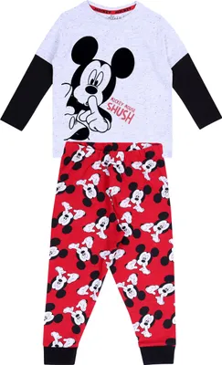 Produktbild von DISNEY Mickey Maus Pyjama/Schlafanzug rot-grau, langärmelig 4-5 Jahre