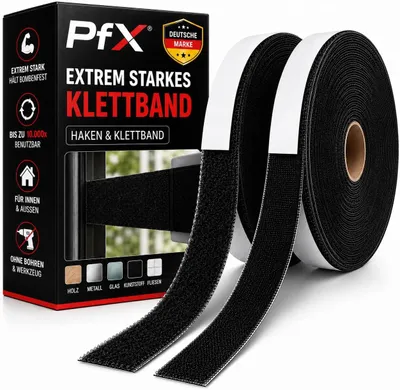 Immagine prodotto di Nastro biadesivo a strappo, autoadesivo - Nastro a strappo autoadesivo - 30 mm - 5 metri - Extra largo - Nero - Chiusura a strappo biadesiva per interni ed esterni