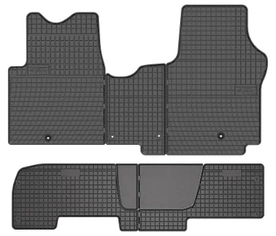 Obrázok produktu pre Gumové autorohože na mieru pre: Opel Vivaro II (2014-2019, Dodávka 2 řad) černé, sada 5 ks, s úchyty
