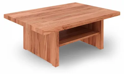 Produktbild von Couchtisch Zigo aus Kernbuche massiv 60x80x38 cm mit Holzfußgestell und Ablage