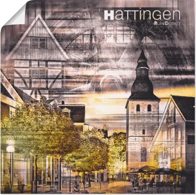 Produktbild von ARTland Poster Hattingen Skyline Abstrakte Collage II Größe: 40x40 cm