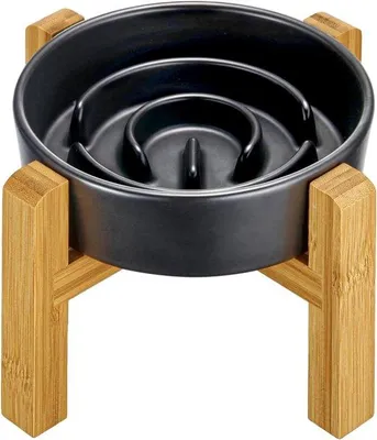 Produktbild von Langsamen Futterautomat für kleine Hunde - Anti-Krallen-Box für Katzen und Hunde - Langsames Futter - Ø 16 cm 400 ml - Dunkelgrau