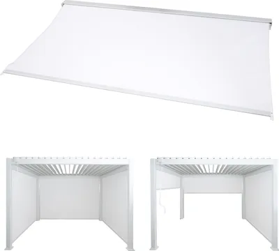Produktbild von Bočná stena pre pergolu HWC-N94 3x3m, náhradná bočná stena pavilónu, látka/textil 206x272cm ~ biela