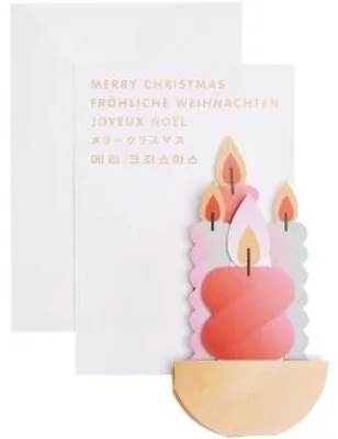 Obrázek produktu pro Kartička s motivem „Merry Christmas“ a svíčkami, červená,MIX
